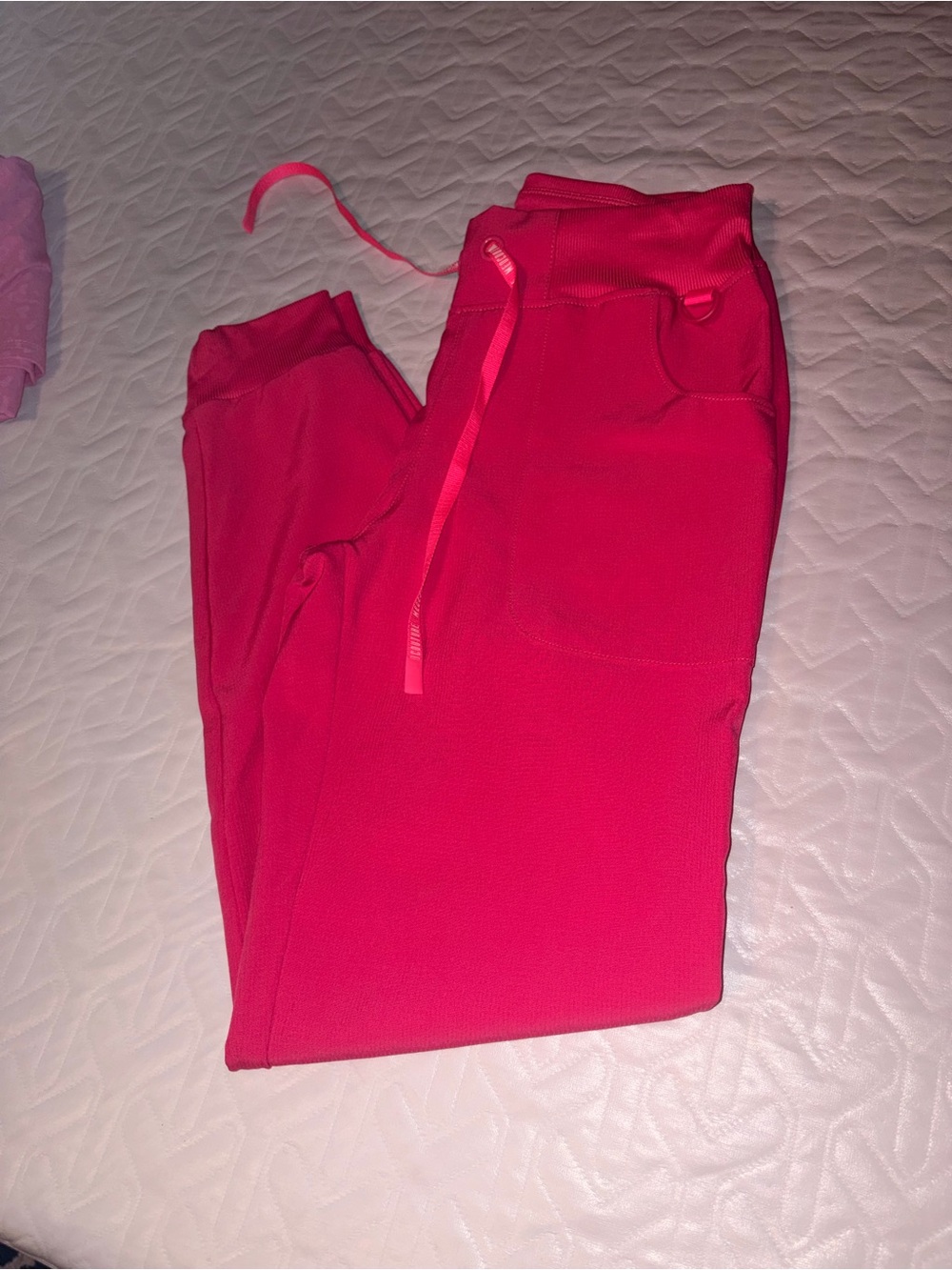 Med Couture Bright Pink Drawstring Jogger Pants